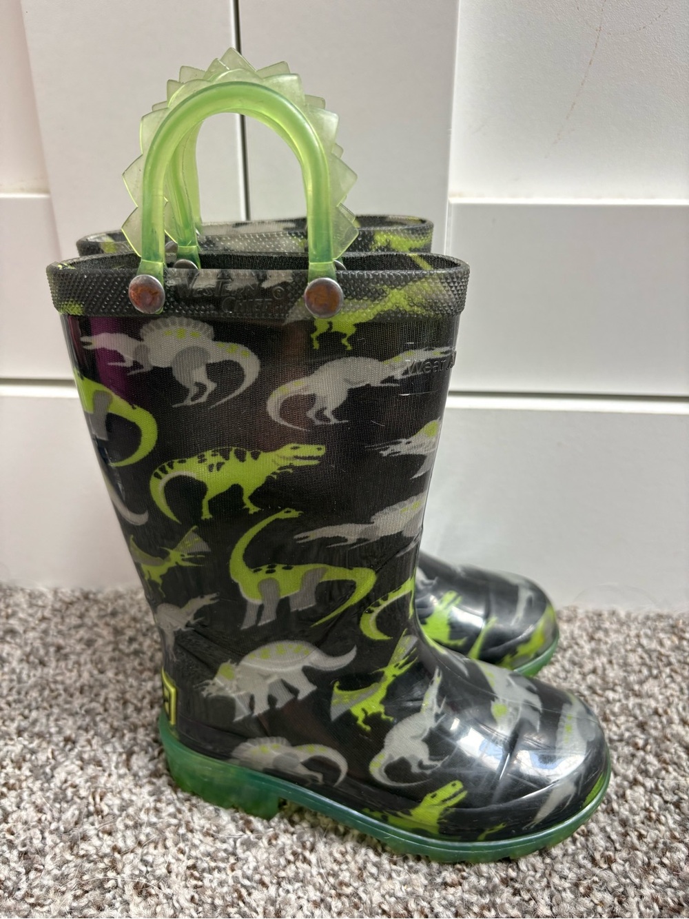 Western Chief Dinosaur Pull On Light Up Boots Size 7c